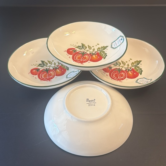 4pc PAPART SERAMIK Handcrafted In Turkey Pasta Salad Bowl - Tomatoes On A Vine - Picture 7 of 13